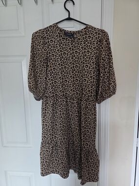 Primark Beige and Black Leopard Print Mini Dress